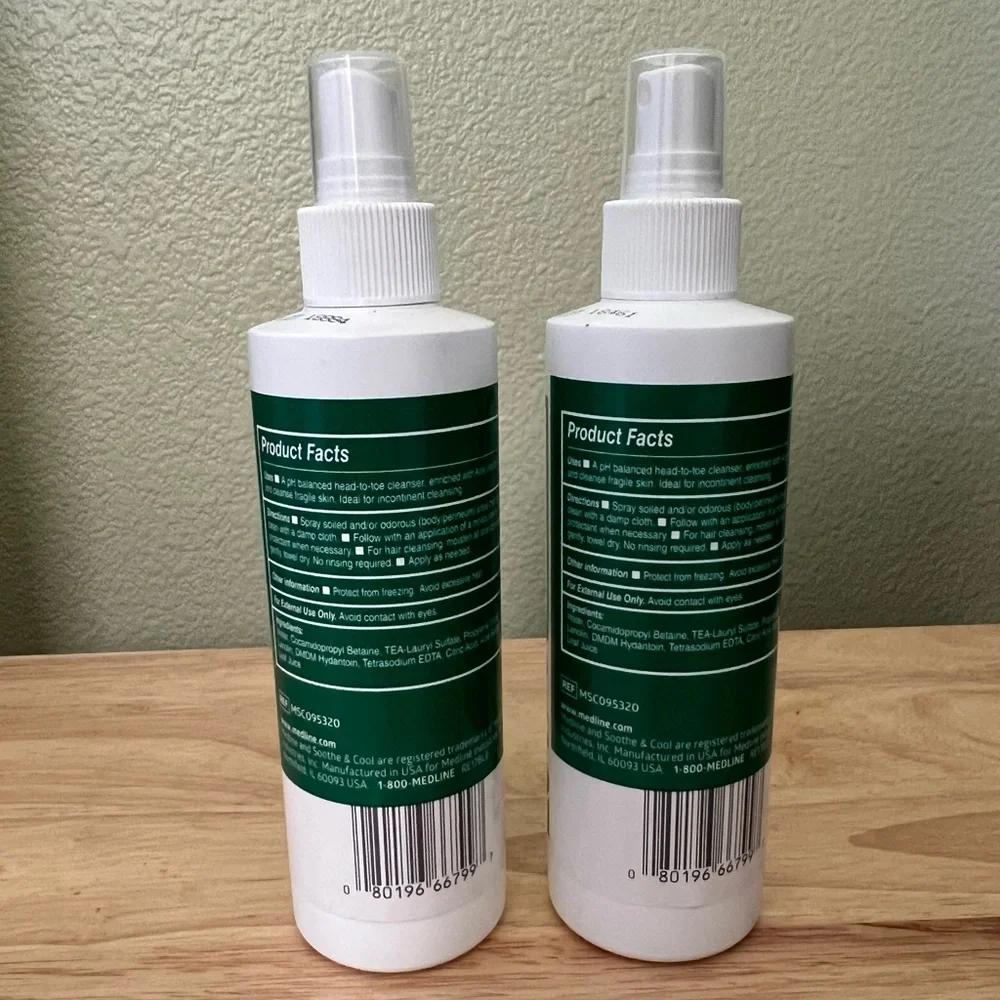 Medline Soothe & Cool No-Rinse Body Cleanser lot of 2 NEW